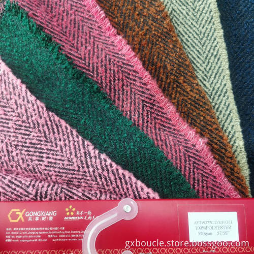 Boucle loops yarn herringbone colorful design fabrics